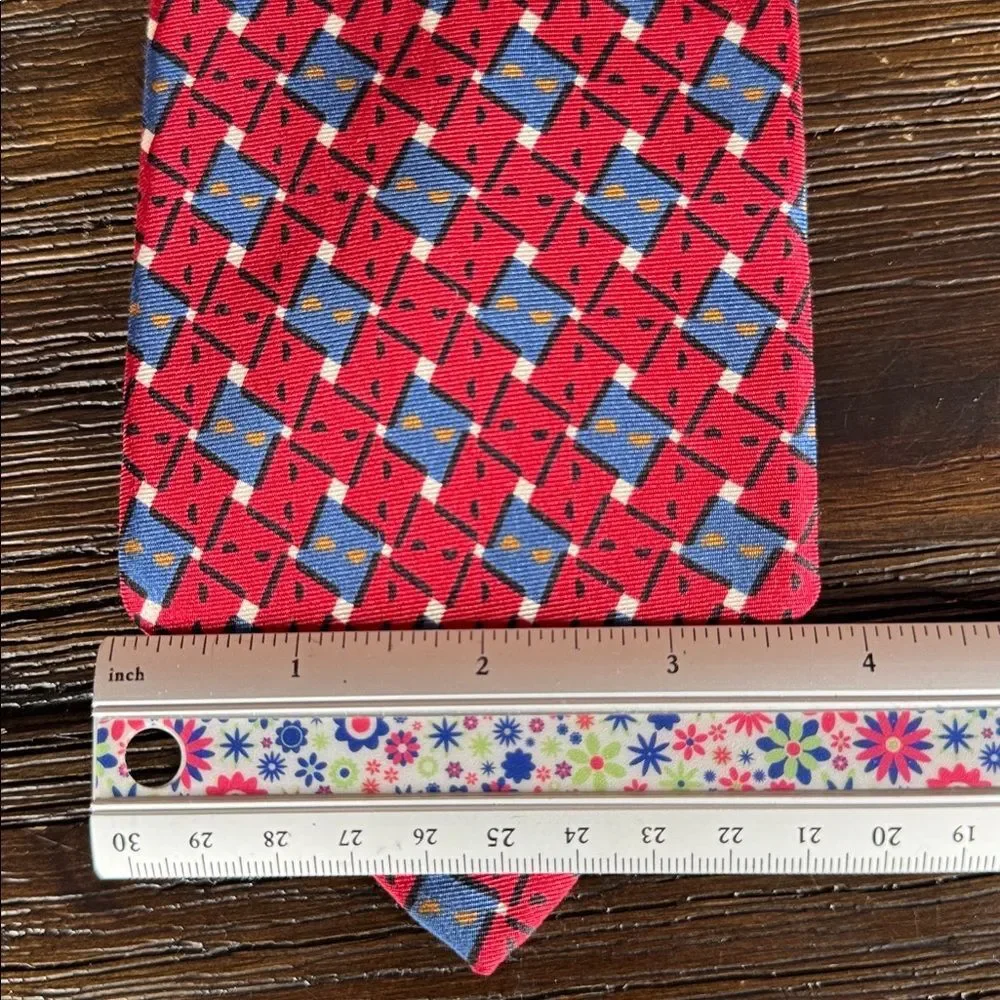 Dior Red and Blue Patterned Tie